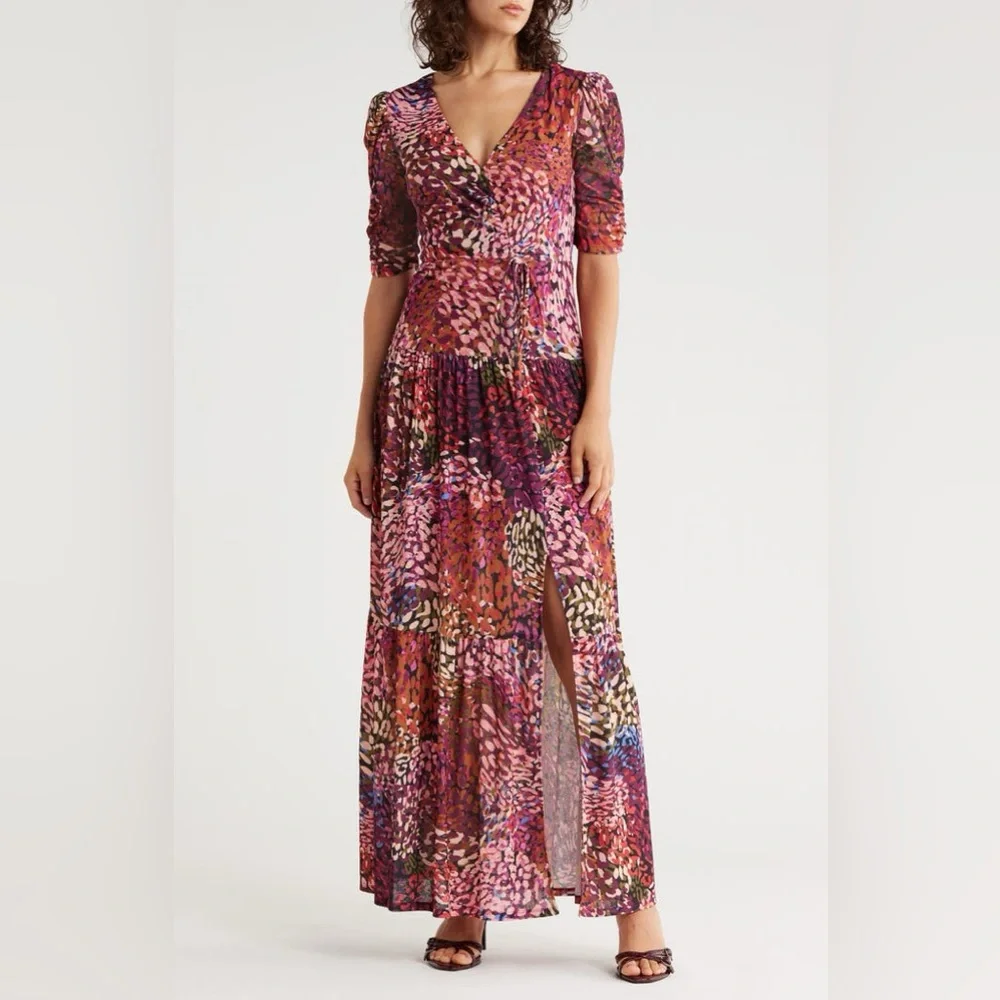 vince camuto tiered chiffon dress Vince Camuto | Dresses | Vince Camuto Shirred Sleeve Chiffon Tiered Maxi Dress Nwt Size 2